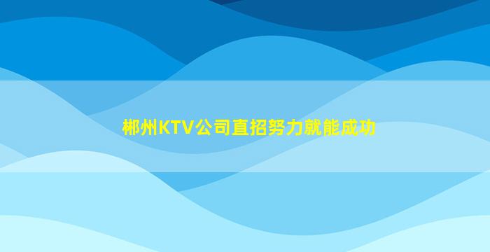 郴州KTV公司直招努力就能成功